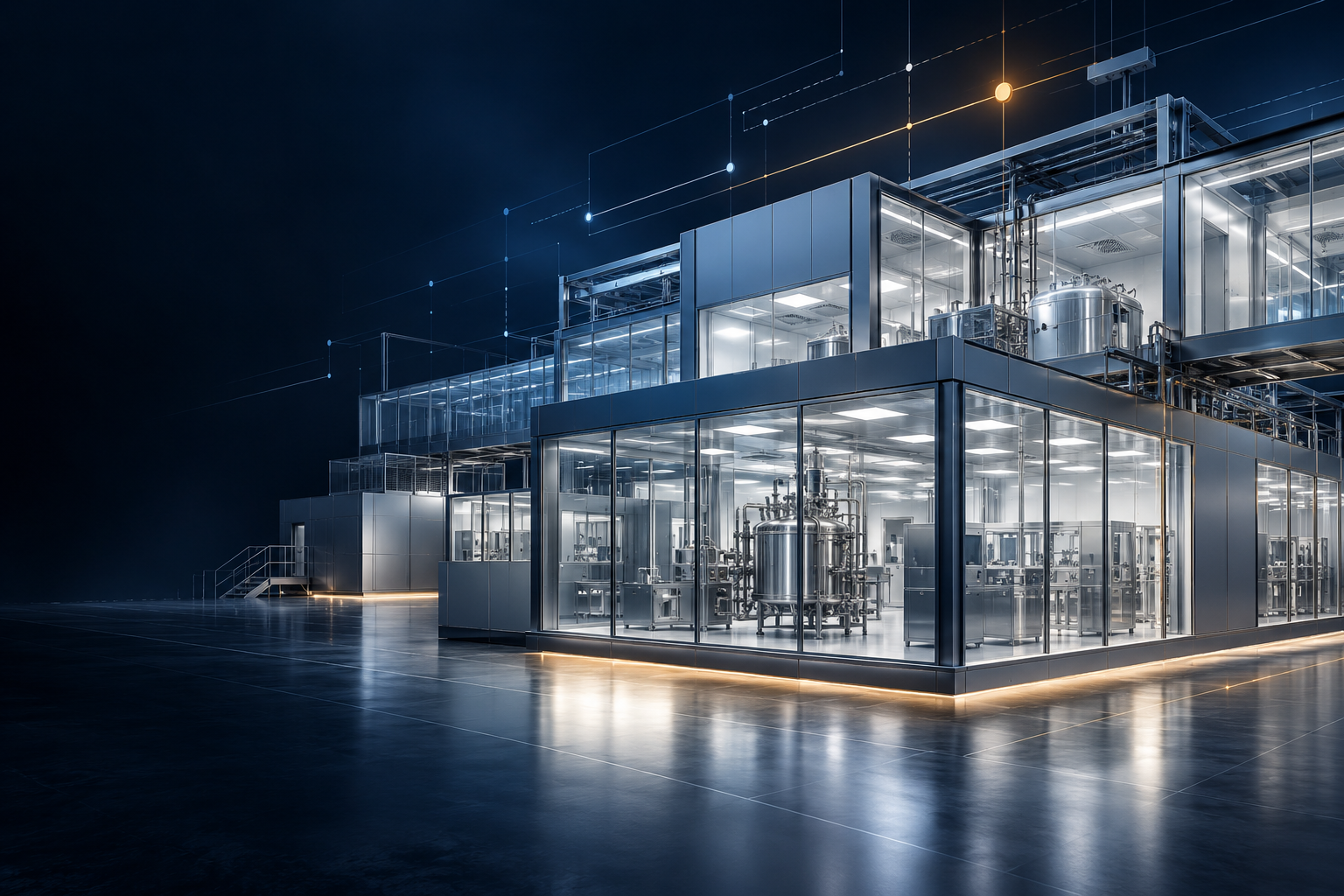Instalación modular conceptual de ciencias de la vida conectada mediante una red de información de proyectos
